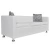 GuyAna 3-Seater Faux Leather Sofa, White, with Sleeper Function view 2