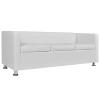 GuyAna 3-Seater Faux Leather Sofa, White, with Sleeper Function view 4