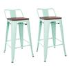 WolFum btd Iron Sheet Bar Stool with Solid Wood Seat view 1