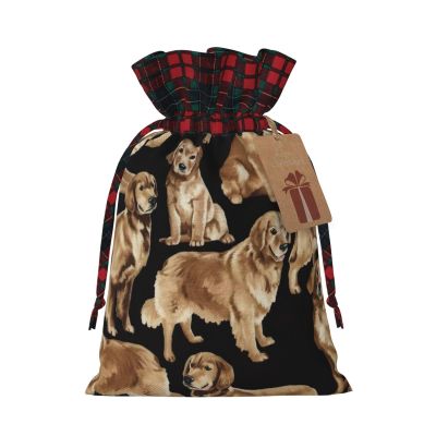 Golden Retriever Christmas Drawstring Gift Bags