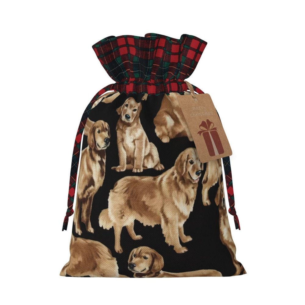 Golden Retriever Christmas Drawstring Gift Bags
