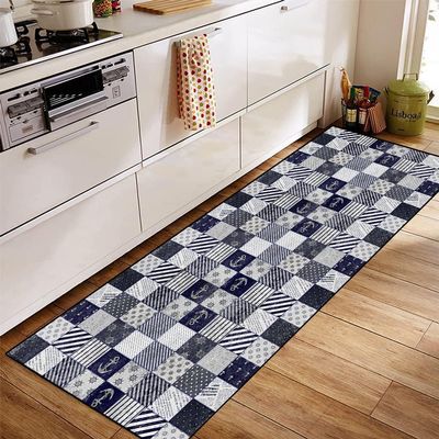 Siunwdiy Moroccan Runner Rug 70 x 380 cm, Navy Blue, Non-Slip, Washable