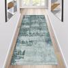 Siunwdiy Abstract Light Blue Runner Rug, Non-Slip Kitchen Hallway Carpet, 140 x 120 cm view 1