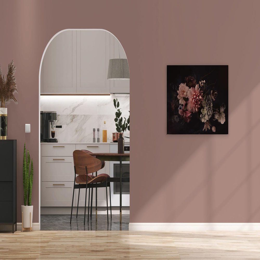 A.S. Création Floral Canvas Print, Pink and Black, 90 x 60 cm Landscape