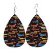 OPSREY I Love My Dog Dachshund Printed Faux Leather Drop Earrings view 1
