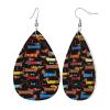 OPSREY I Love My Dog Dachshund Printed Faux Leather Drop Earrings view 2
