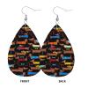 OPSREY I Love My Dog Dachshund Printed Faux Leather Drop Earrings view 3