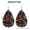 OPSREY I Love My Dog Dachshund Printed Faux Leather Drop Earrings view 4