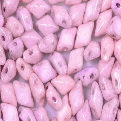 300 DiamonDuo 2-Hole Rhombus Beads, 5 x 8 mm, Chalk White Luster Purple