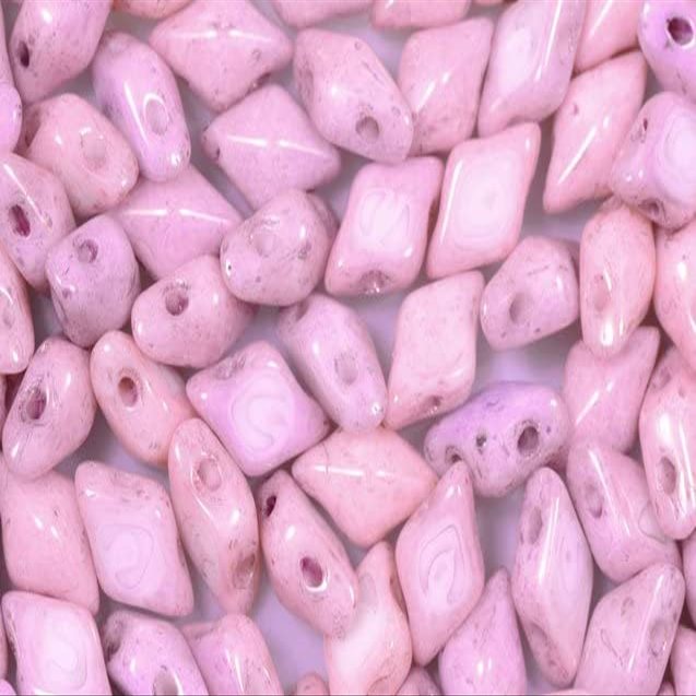 300 DiamonDuo 2-Hole Rhombus Beads, 5 x 8 mm, Chalk White Luster Purple