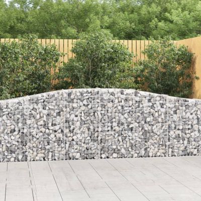 BaraSh Gabion Fence with High Arch, 400 x 30 x 80/100 cm, Galvanized Iron