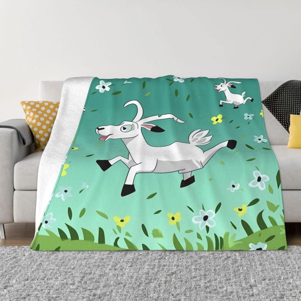 Kururi Goat Frolic Print Lightweight Fleece Throw Blanket, 60 x 50 in