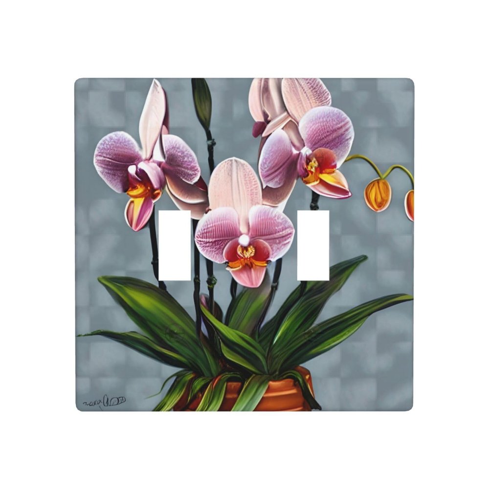 Blooming Orchids 2-Way Toggle Switch Decorative Wall Plate with 4 Painted Screws for Light Switches, Dimmers, and Outlets