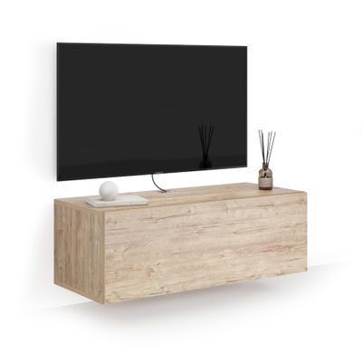 Mobili Fiver Easy Wall-Mounted TV Cabinet with Drawer, Oak, Made in Italy