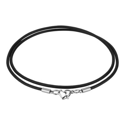 Auroris Genuine Leather Necklace, 2.5 mm, Heart-Shaped Stainless Steel Lobster Clasp, 42 cm