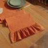 QQLady Cotton Christmas Table Runner with Ruffles, Orange-Red view 2