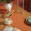 QQLady Cotton Christmas Table Runner with Ruffles, Orange-Red view 3