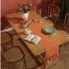 QQLady Cotton Christmas Table Runner with Ruffles, Orange-Red view 4