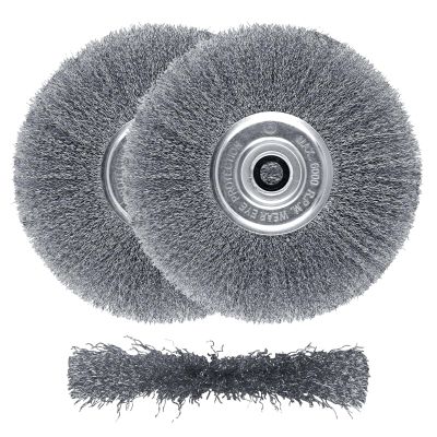 ZORUNNA 2-Pack 8 in. Wire Wheels for Bench Grinders, Fits 1/2 in. and 5/8 in. Arbors