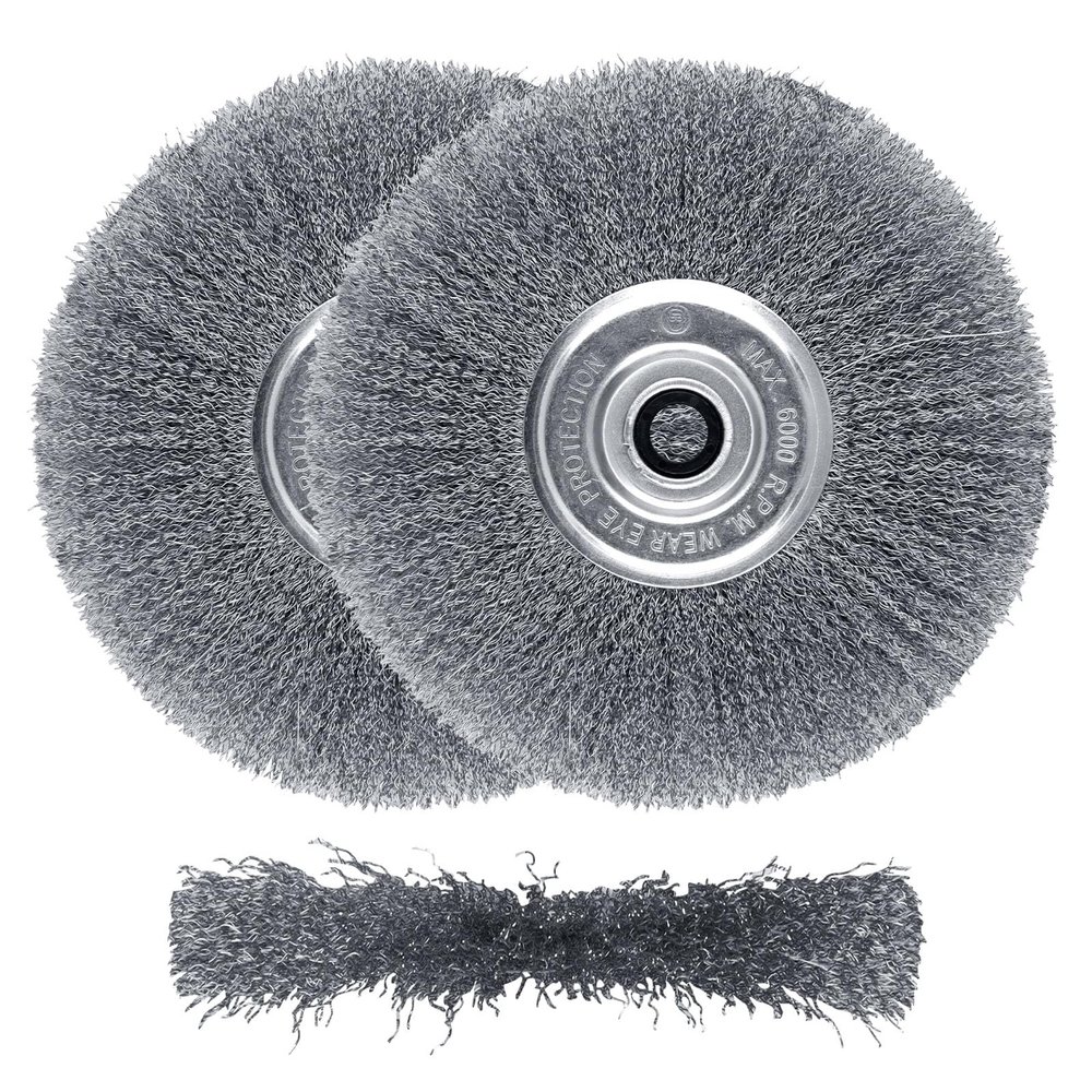 ZORUNNA 2-Pack 8 in. Wire Wheels for Bench Grinders, Fits 1/2 in. and 5/8 in. Arbors