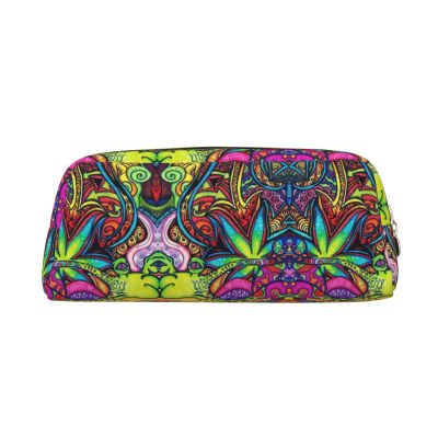 COMAAM Lavender Stamp 3D Leather Pencil Case