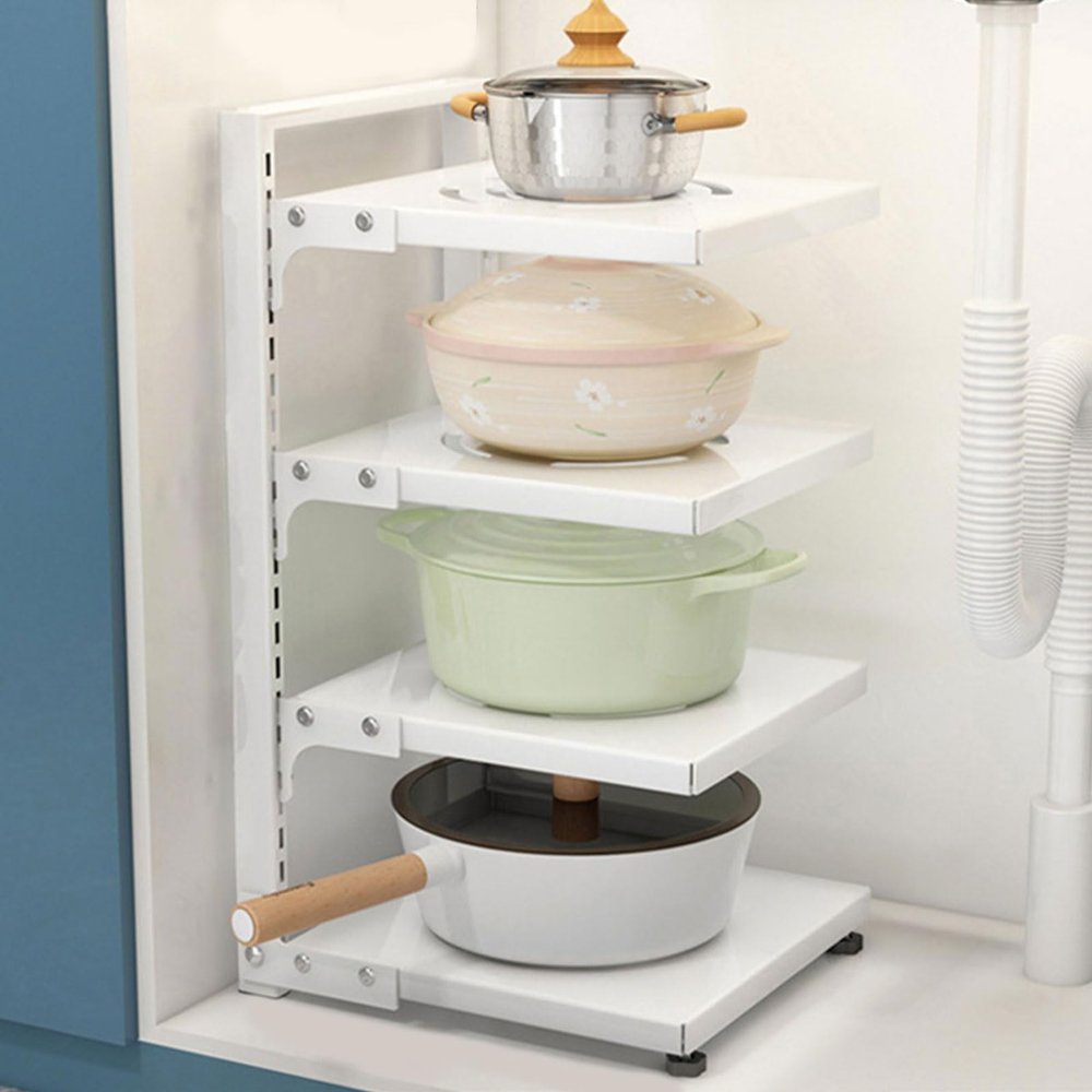 Dxcaicc 4-Tier Adjustable Pot Rack, White