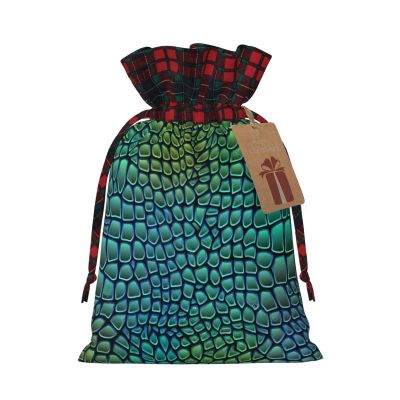 Alligator Skin Print Christmas Drawstring Gift Bags