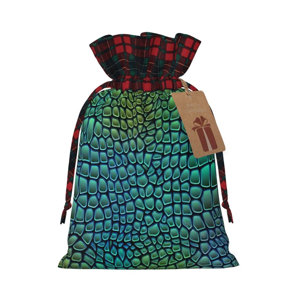 Alligator Skin Print Christmas Drawstring Gift Bags