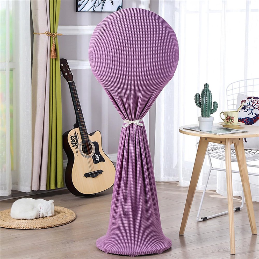 Treer Round Fan Cover, Dustproof All-Inclusive Washable Electric Fan Cover for Floor Fans (35–55 × 150 cm, Purple)