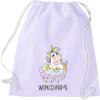 Kleckerliese Personalized Unicorn Drawstring Gym Bag for School or Kindergarten, Lavender view 1