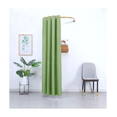 CIRONI Clothing Store Fitting Room, U-Shaped Curtain Rod, Wall-Mounted, Simple Privacy Divider Curtain (Color: Green, Size: 120 x 120 x