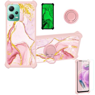 Aroepurt Case for Redmi Note 12 5G with 9H HD Screen Protector, PC + Silicone