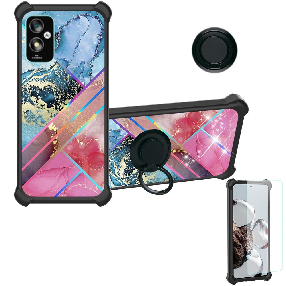 Aroepurt Case for Itel A24 2023 with 9H HD Screen Protector, PC + Silicone, IMDH-WSS