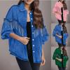 Women's Vintage Denim Jacket with Studs and Fringe view 2