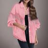 Women's Vintage Denim Jacket with Studs and Fringe view 3