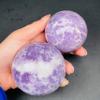 AOHRO Natural Rough Lepidolite Crystal Ball Home Decoration, Polished Craft Wish Ball, Reiki Stone, 55–60 mm view 2