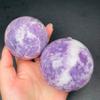 AOHRO Natural Rough Lepidolite Crystal Ball Home Decoration, Polished Craft Wish Ball, Reiki Stone, 55–60 mm view 3