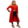 Winying Women's Circus Ringmaster Costume Jacket, Long Velvet Tailcoat Blazer, Red, L view 2