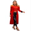 Winying Women's Circus Ringmaster Costume Jacket, Long Velvet Tailcoat Blazer, Red, L view 3