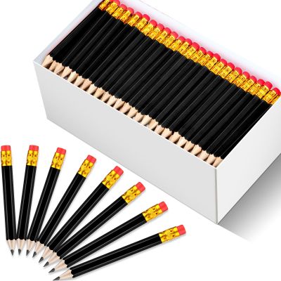 Chivao Golf Mini Pencils with Erasers, Short No. 2 HB Pre-Sharpened Pencils for Party Favors and Office Supplies, 10.2 cm, Black, 288 Count