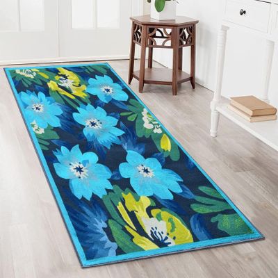 YANHONG Non-Slip Runner Rug 70 x 170 cm, Washable, Blue B
