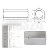 5 Hex Spacer Coupling Nuts A2 Stainless Steel M10 x 25 mm view 2