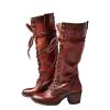 Medieval Cosplay Boots - Red PU Leather High-Heeled Lace-Up Boots, EU 34 view 1