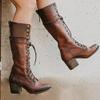 Medieval Cosplay Boots - Red PU Leather High-Heeled Lace-Up Boots, EU 34 view 2
