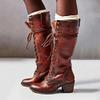 Medieval Cosplay Boots - Red PU Leather High-Heeled Lace-Up Boots, EU 34 view 3