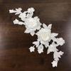 MMvolesy 1 White 3D Lace Rose Flower Embroidered Appliqué, DIY Clothing, 28.9 x 10.2 cm view 4