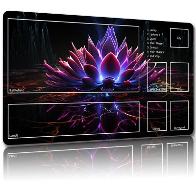 Malqiqi MTG Playmat with Free Storage Bags, 61 x 35.6 cm, TCG and Board Game Card Mat, Mouse Pad, Desk Mat (Lotus 1-Assisted Battle)