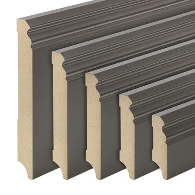REESE Dark Gray MDF Baseboards | Hamburg/Berlin Profile | 60 mm | 15 pcs / 34.5 linear m