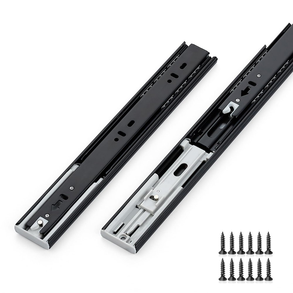 10 Pairs of Soft-Close Drawer Slides, 50.8 cm, Heavy-Duty, Side-Mount, Ball-Bearing, Full-Extension, Black