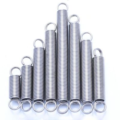 Tension Spring, 1-Piece, 2 mm Wire, 17 mm OD, 120 mm Length, 304 Stainless Steel, Dual Hook